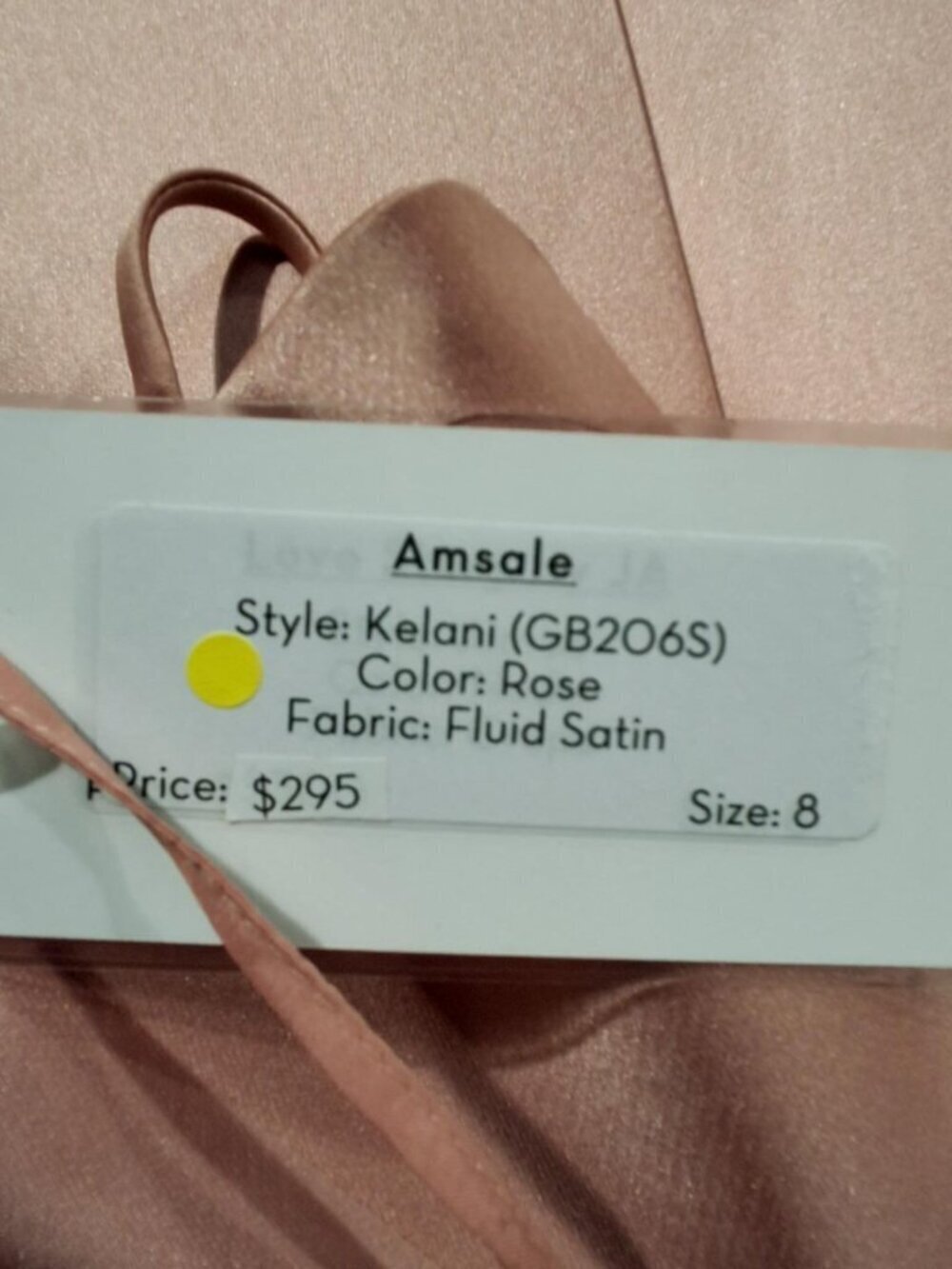 Amsale Kelani Rose Pink Satin Gown 8 NWT Open Back Formal Wedding Bridesmaid - Picture 5 of 5